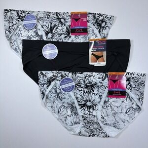Maidenform Barely There Invisible Look Bikini Panty S/5 Black Floral 3 Pk DMBTBK